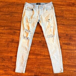 Pacsun Men's Light Blue Distressed Skinny Jeans